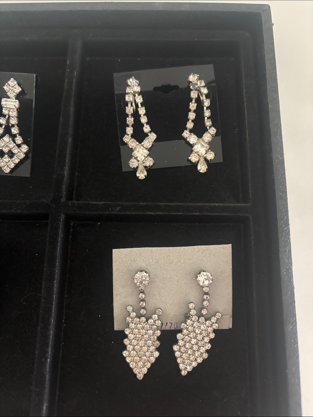 Silver Crystal Drop Earrings - Women Jewelry - Picture 5 of 5